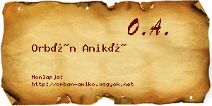 Orbán Anikó névjegykártya